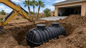 New septic tank installation at a residential property