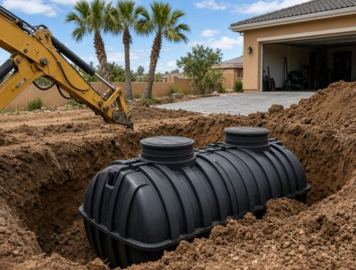 New septic tank installation at a residential property