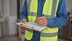 Septic inspector documenting a home system inspection