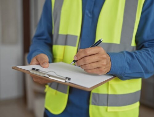 Septic inspector documenting a home system inspection